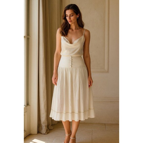 Italian Silk Skirt Lined Beaded Silk Covered Buttons Venice Chic Whimsical Fairy - Picture 1 of 10